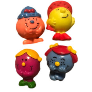 VTG 80’s Arby’s Mr. Men Rubber Mini Miniature Toy Figurines x4 / Approx 1.6”